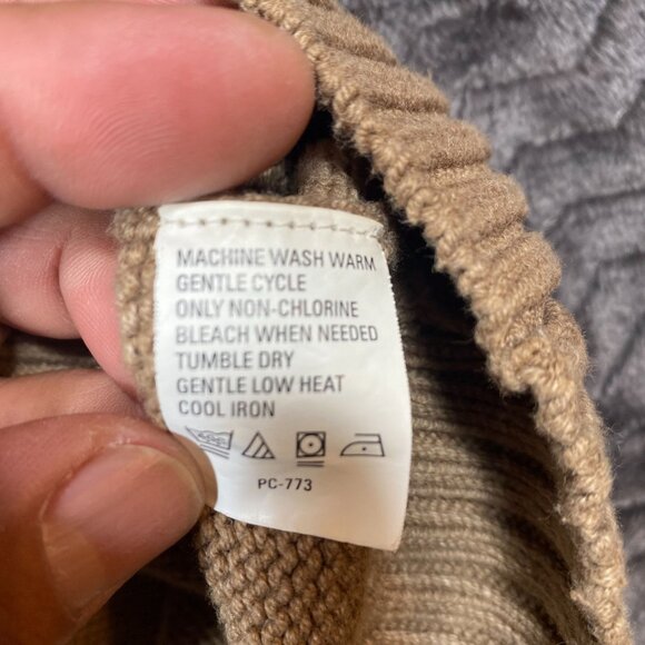 Arrow Beige Diamond-Pattern Knit Pullover Sweater Long Sleeve Mens Size Large - Picture 6 of 9